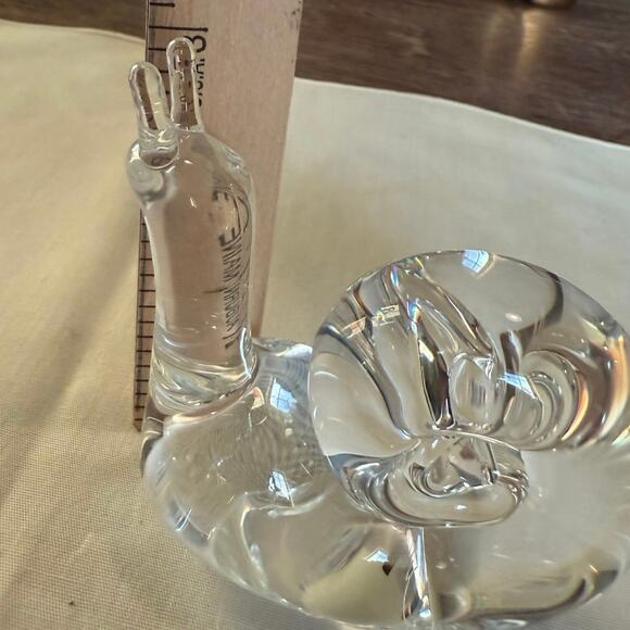 Steuben Snail Paperweight • Signed • Vintage Crystal Art Glass Figurine, 3” - Picture 2 of 10